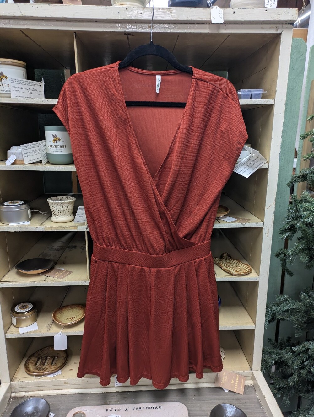 Halara Rust Red Wrap Front Short Sleeve Romper Jumper